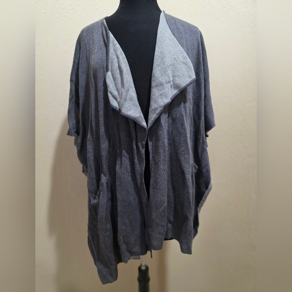 Lululemon Knit Cardigan Sweater Dark Light Gray OS yoga Pockets Waterfall Open